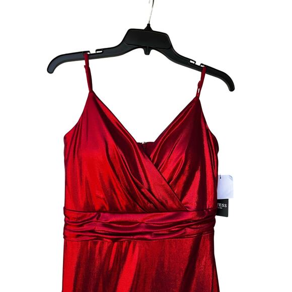 Guess Red Metallic Foil Dress Size 4 Prom Cocktail Strappy NWT $128 - Picture 8 of 11